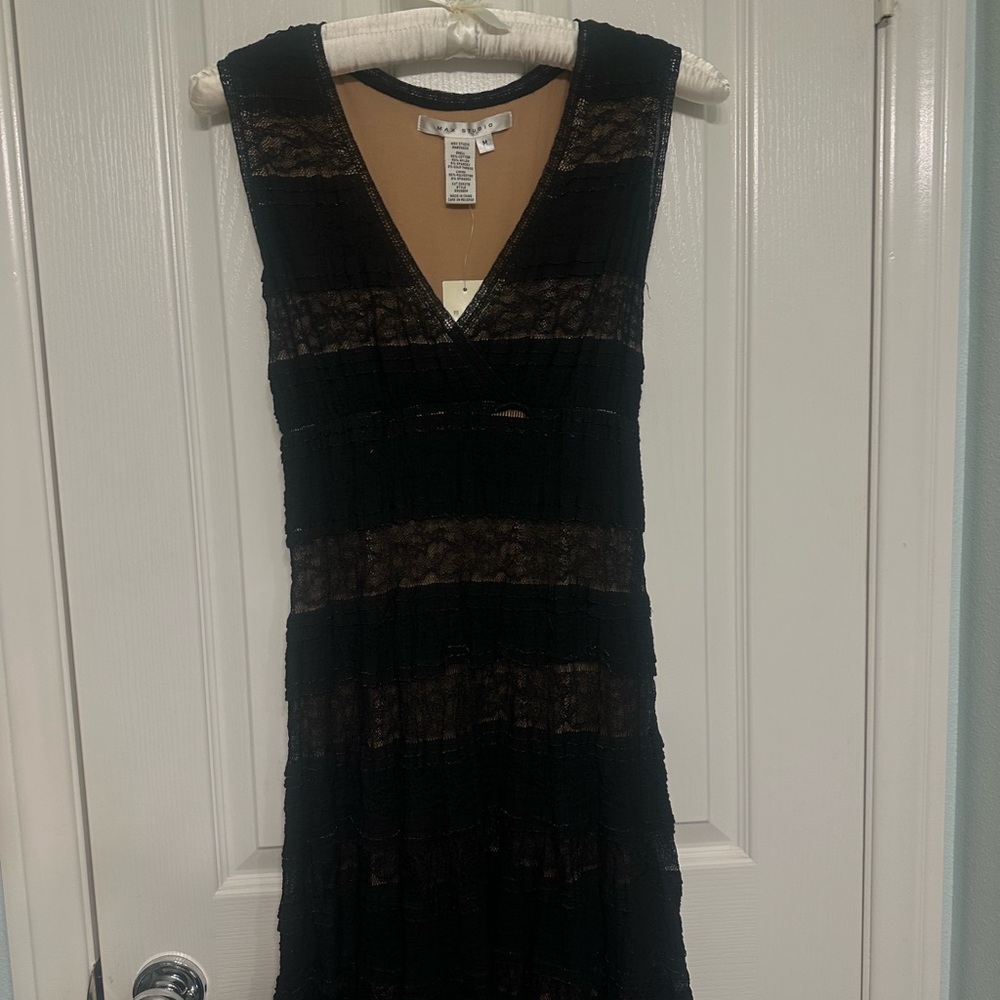 Max Studio Black and Tan Lace Dress